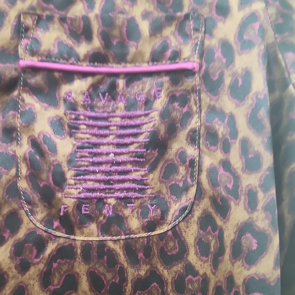 Brown and Pink Leopard Print Blazer with Velvet Texture - Picture 3 of 6